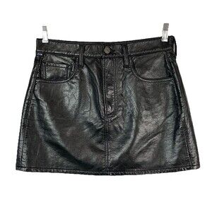Citizens of Humanity Women 26 Mini Skirt Black Recycled Leather Beatnik Edgy Y2K